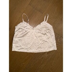 Colsie Womens Animal Print Camisole Top Beige Cream Lettuce Trim Size M